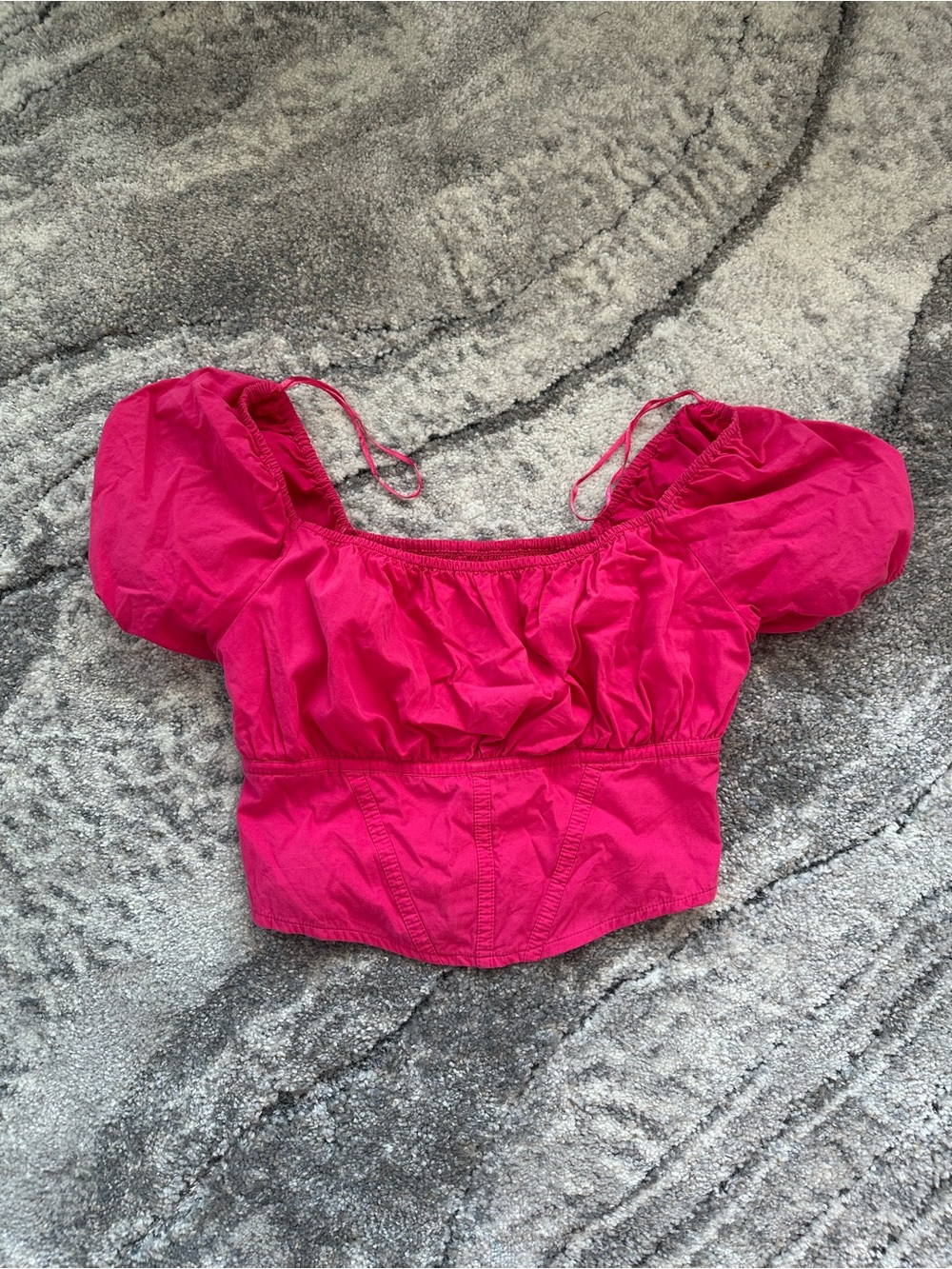 T.J.Maxx Hot Pink Puff-Sleeve Crop Top